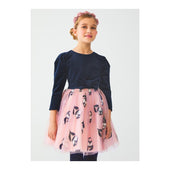 Abel & Lula Girls Navy Rose Embroidered Dress